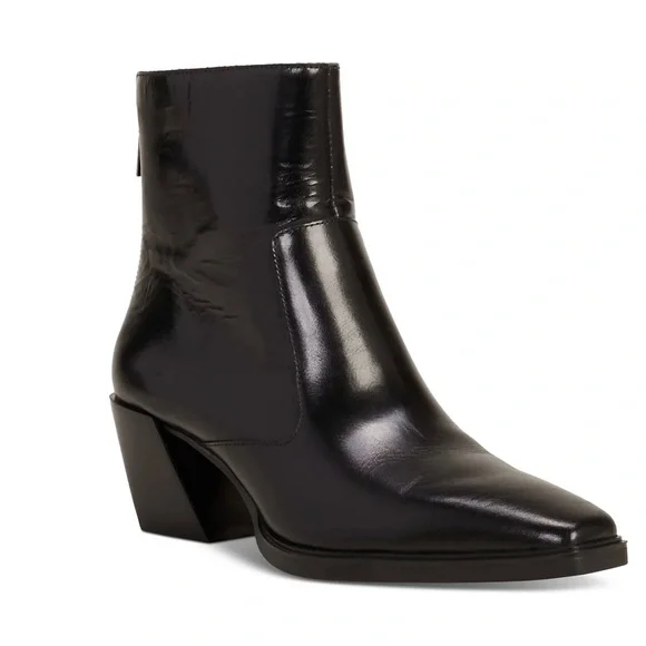 Vince Camuto Black Heeled Boots with Pointed Toe - Picture 2 of 9